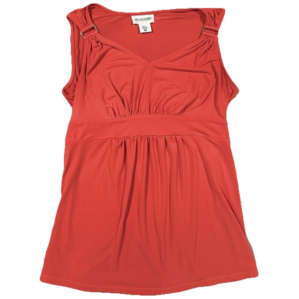 Motherhood Maternity Orange Sleeveless Tank Top Shirt Womens S Gold Accents